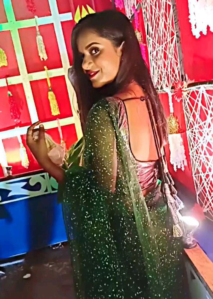 Elegant Green Embellished Saree