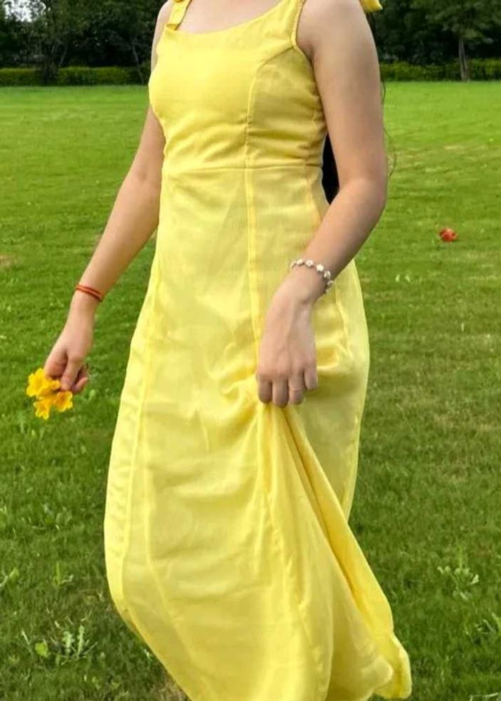Brand New(Newme) Yellow Solid Chiffon Strapy Dress