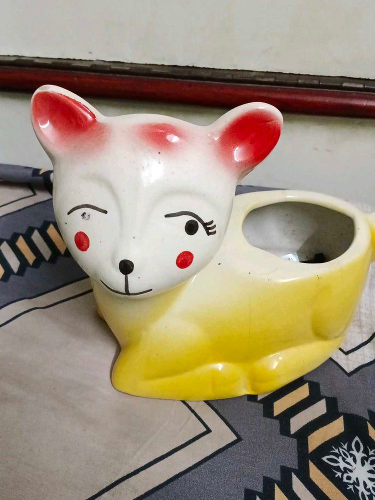 Vintage Ceramic Fawn Planter
