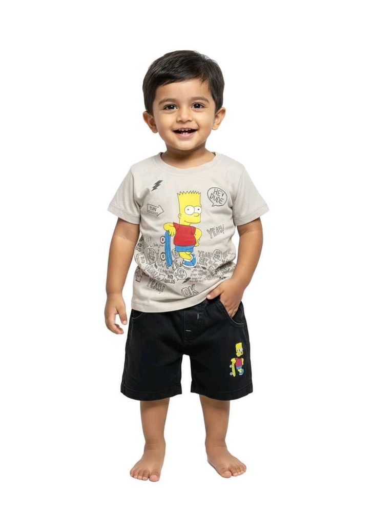 Cute Bart Simpson Tee &amp; Shorts Set
