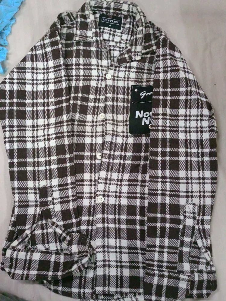 Brown &amp; White Plaid Shirt