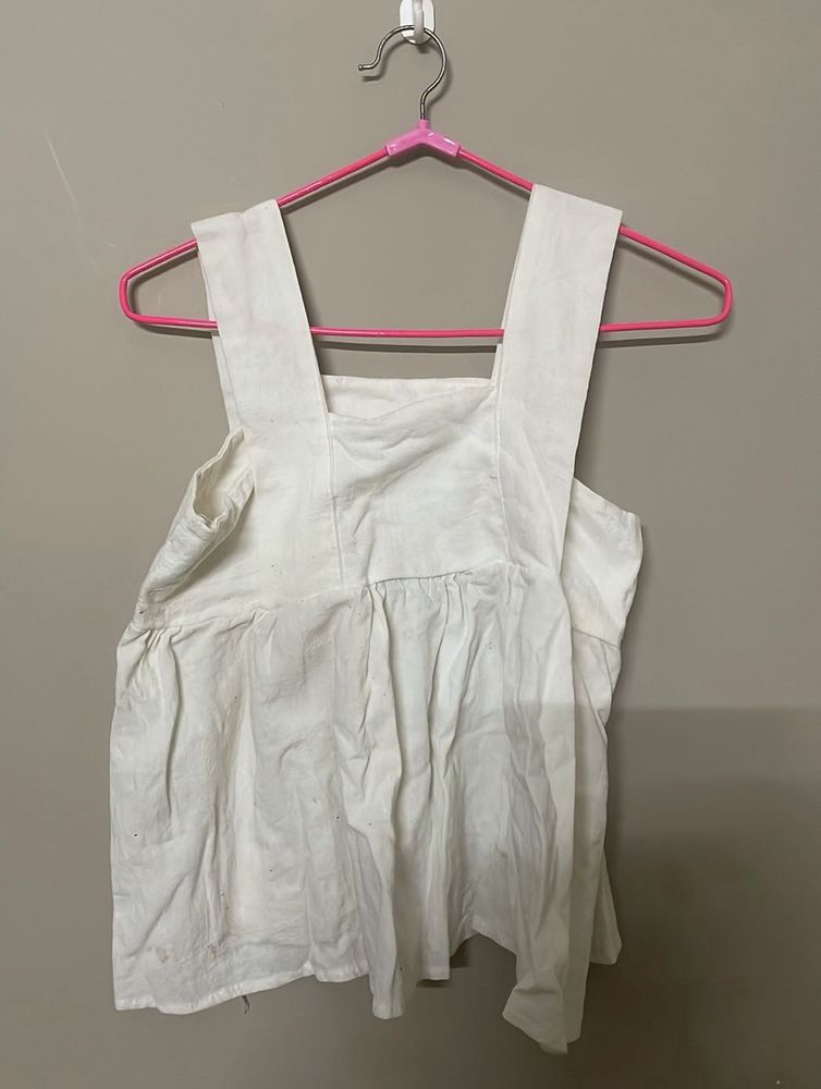 White Linen Peplum Top
