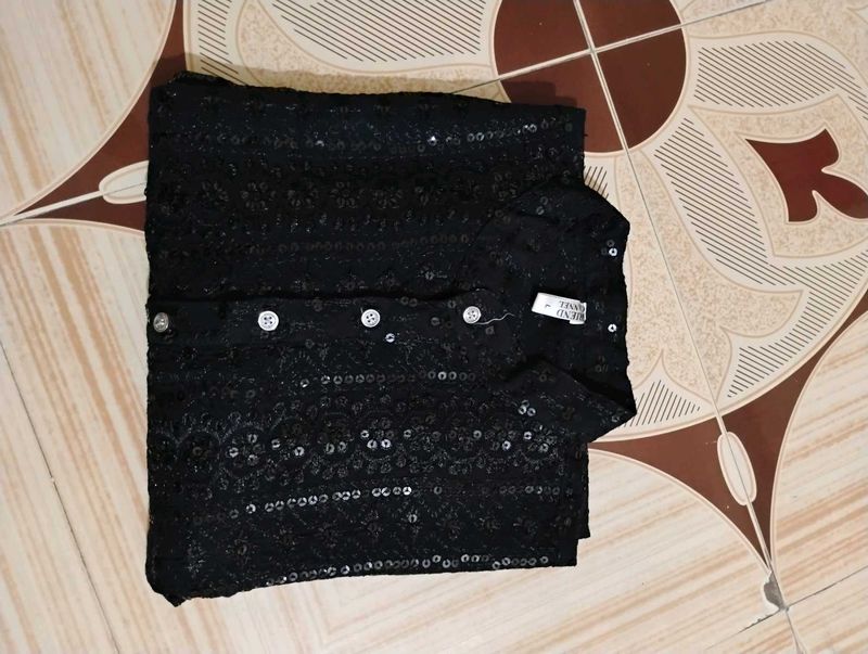 Festive Wear Black Kurta for Men - Size L