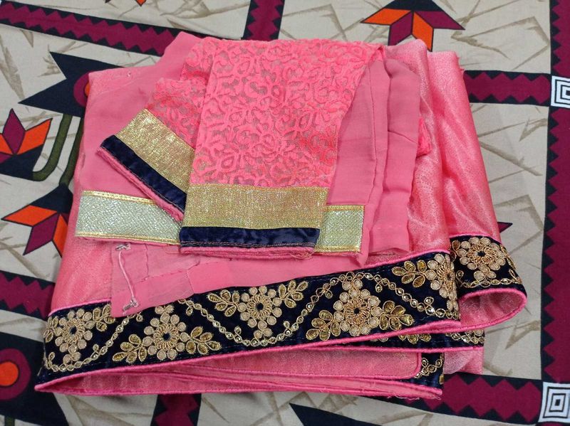 Gorgeous Pink Designer Saree with Blouse