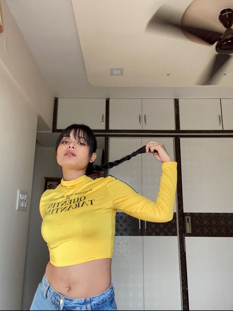 Yellow Printed Crop Top