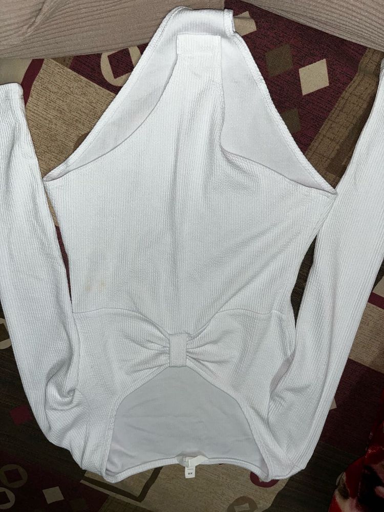 White Cut-Out Bodysuit