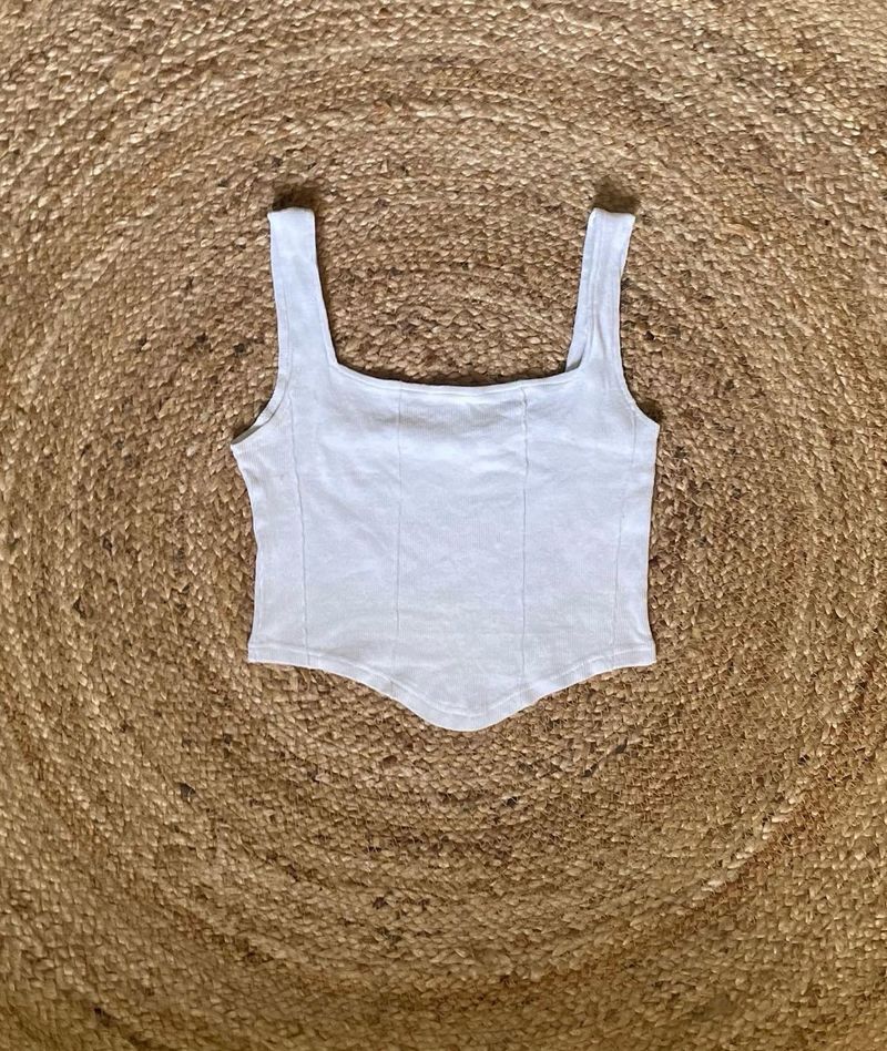 Corset Style White Basic Top 🤍