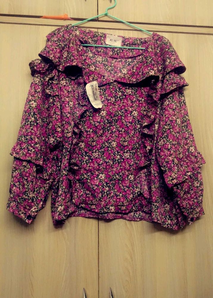 Y2k Korean Women&#39;s Floral Long Sleeve Blouse Top