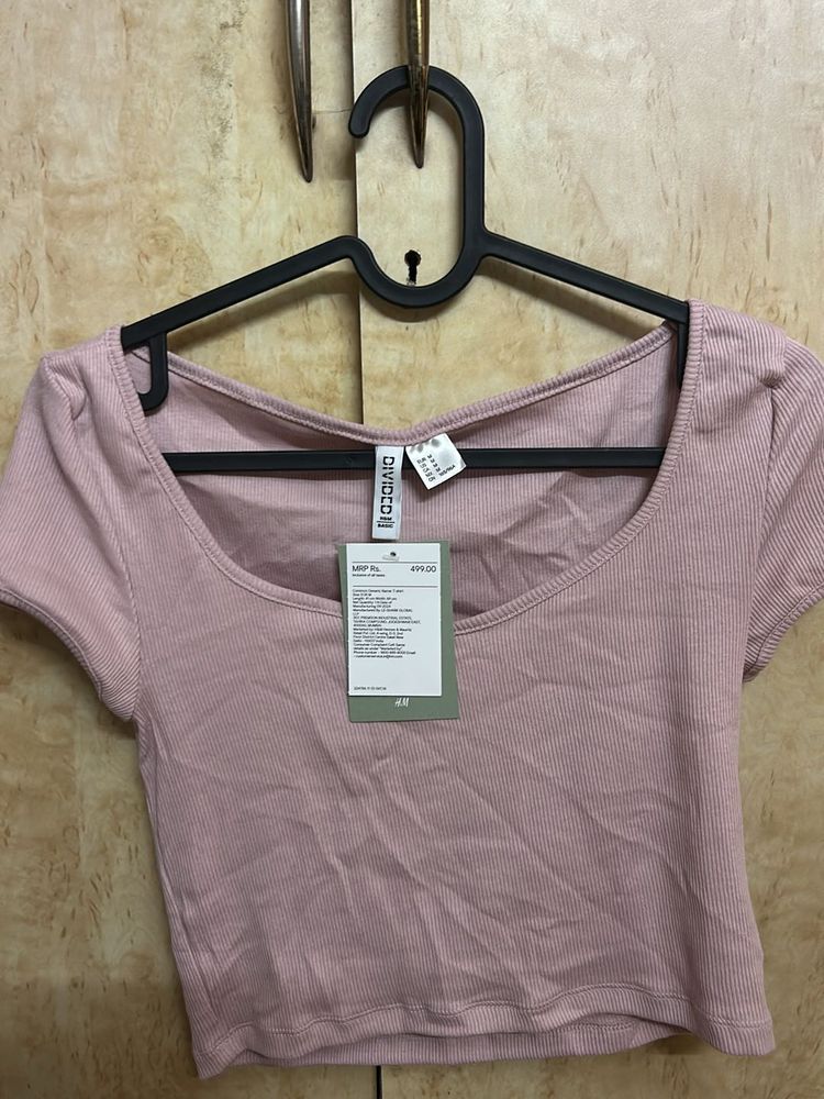 H&amp;M Dusky Pink Crop Top
