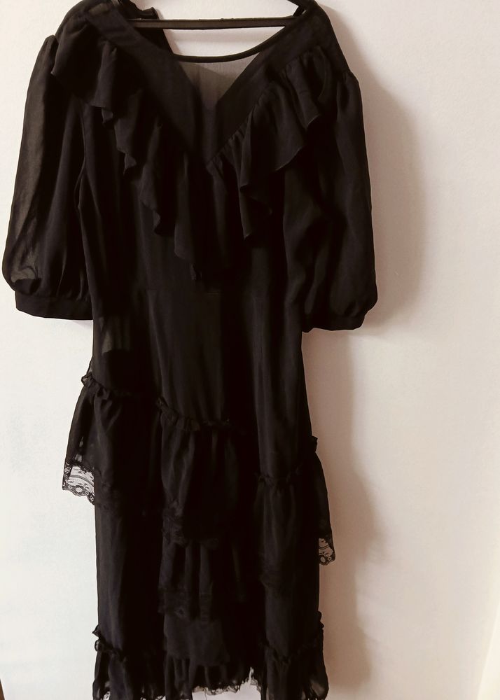 Midi Black Sheer Dress