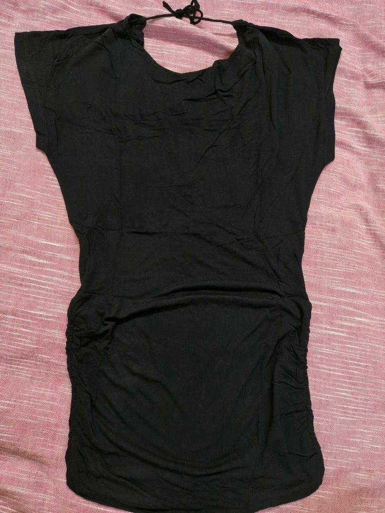 Black Styled Back Mini Dress