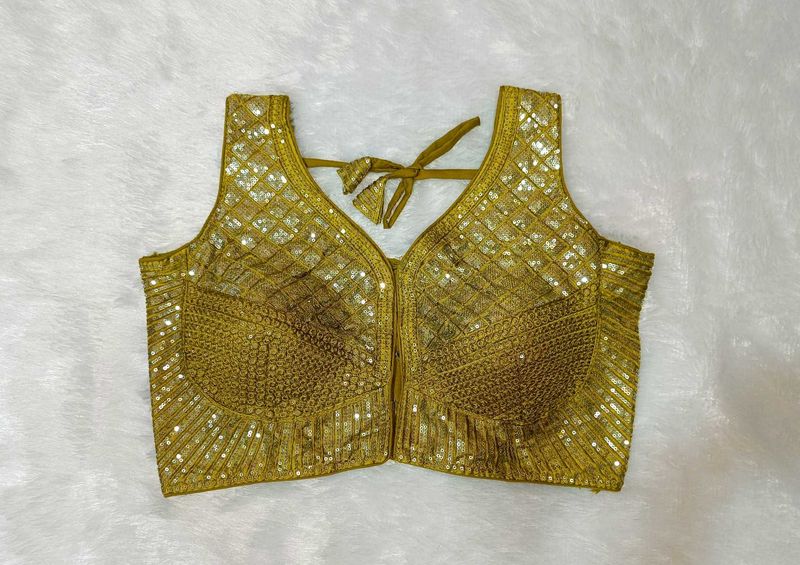 Lime Green Sequin Embellished Blouse