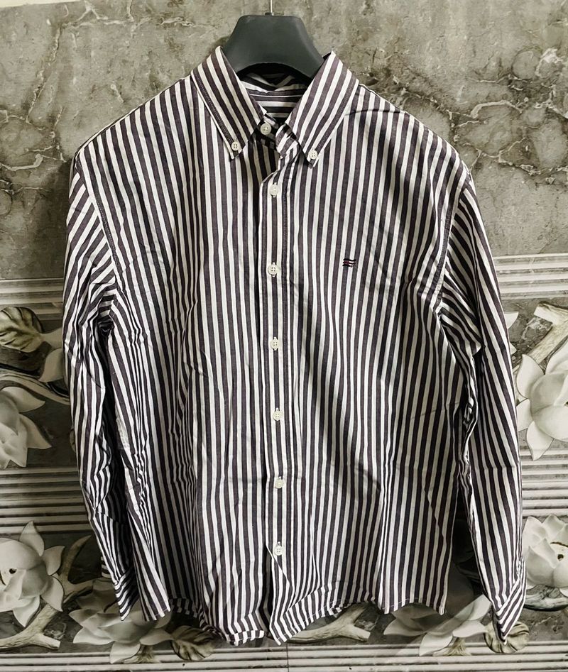 This is a Polham striped button-down shirt