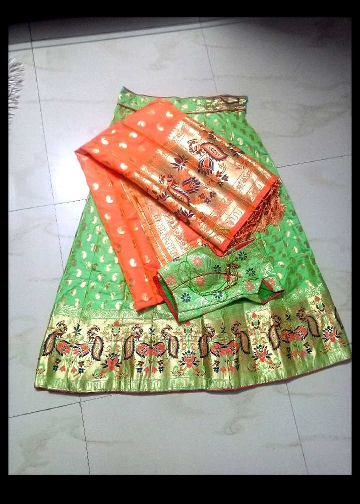 Ethnic Pista Green And Prach Lehenga Choli Set