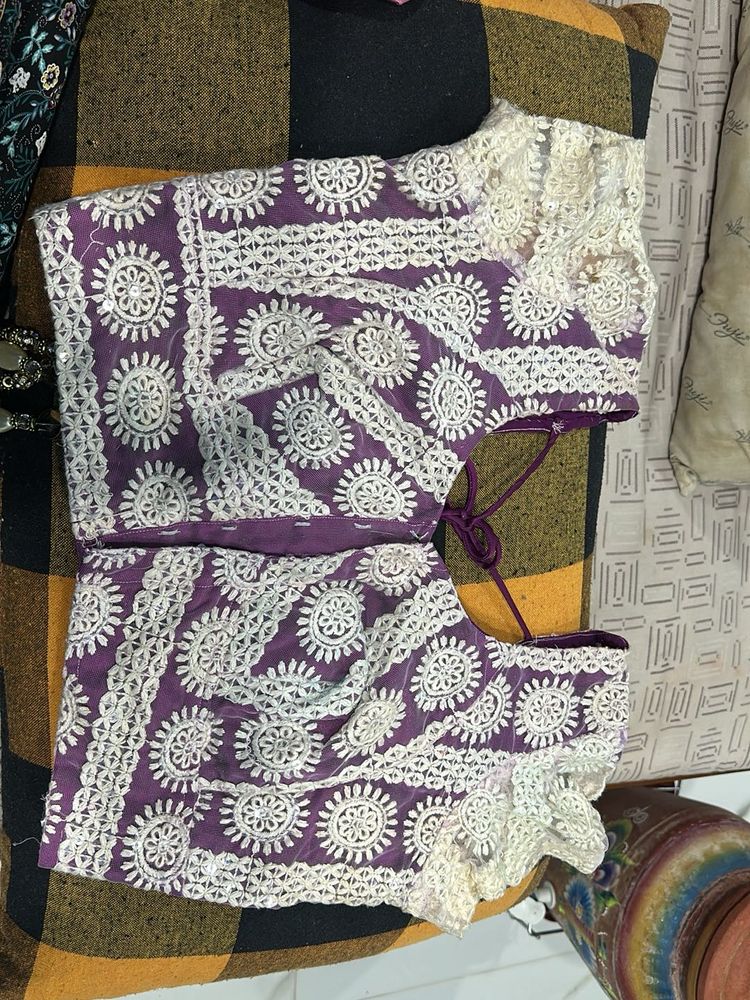 Purple Embroidered Blouse