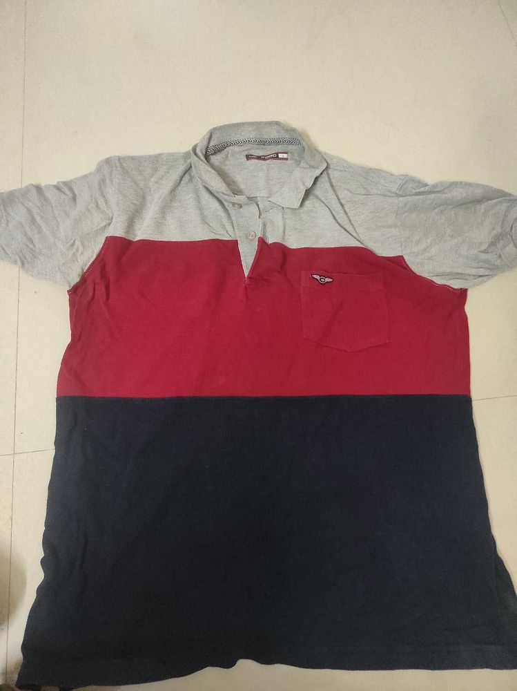 Color Block Polo T-Shirt(Large)