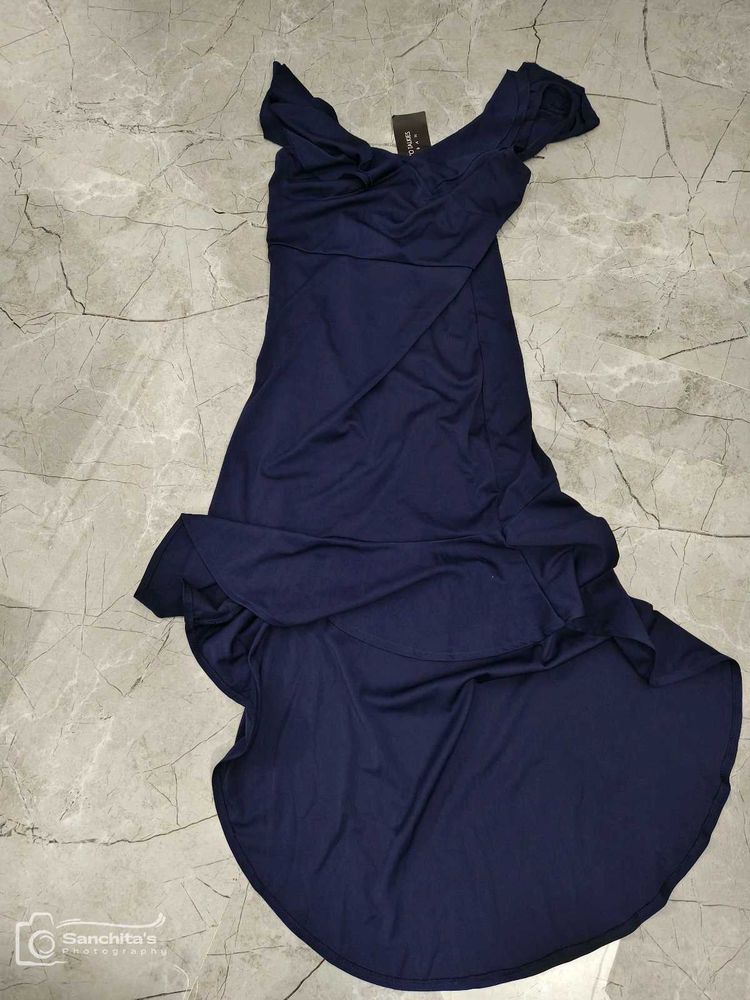 Navy Blue High-Low Dress