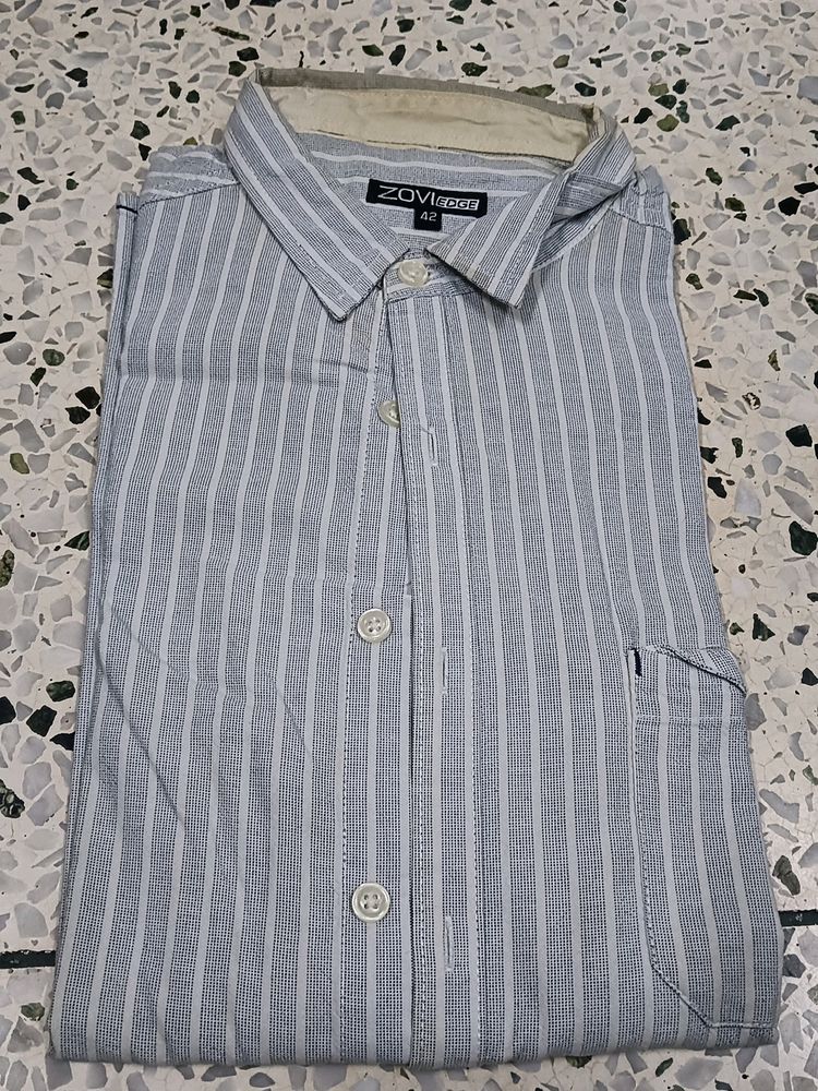 Full Sleeve Shirt From Zovi L Green White Strips