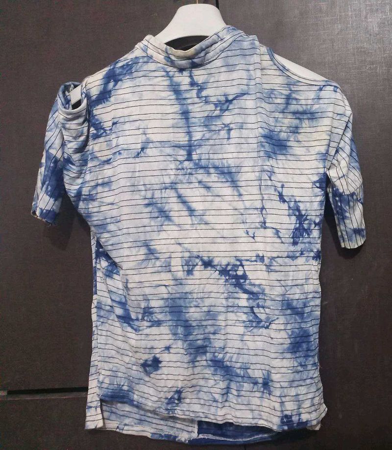 Tie-Dye Cold Shoulder Top