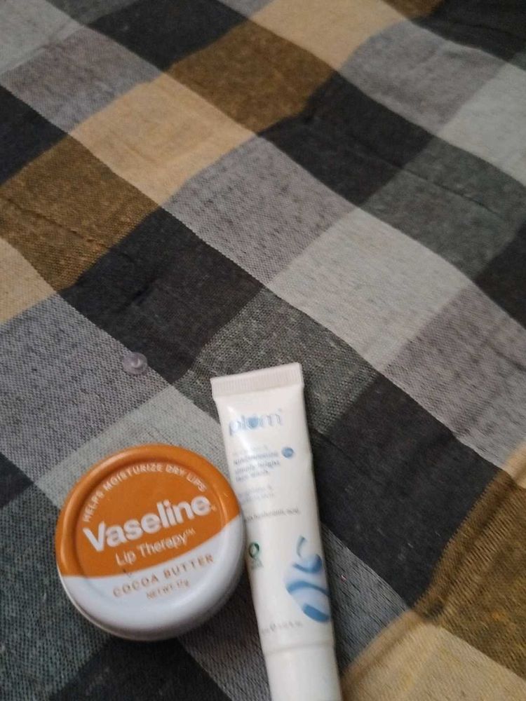 vaseline lip balm and plum face wash combo