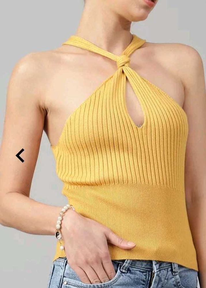 Mustard Halter Neck Top SIZE :- M