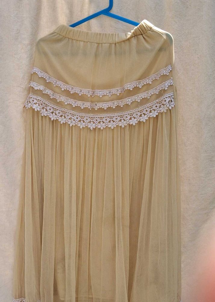 Vintage Lace Trim Tulle Skirt