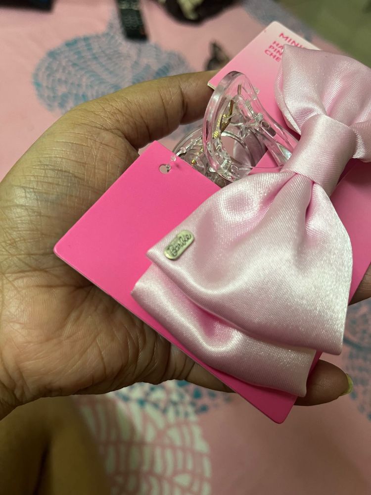 Barbie Pink Bow Hair Clip Combo With Tumbler