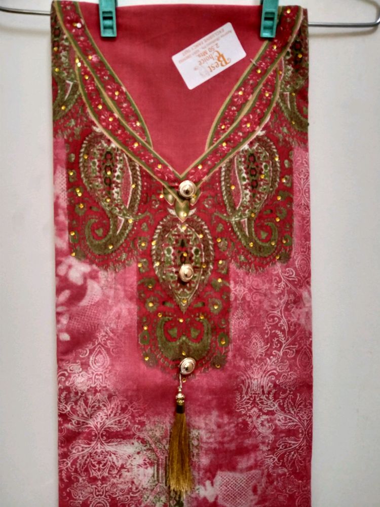 Cotton Light Red Colour Suit