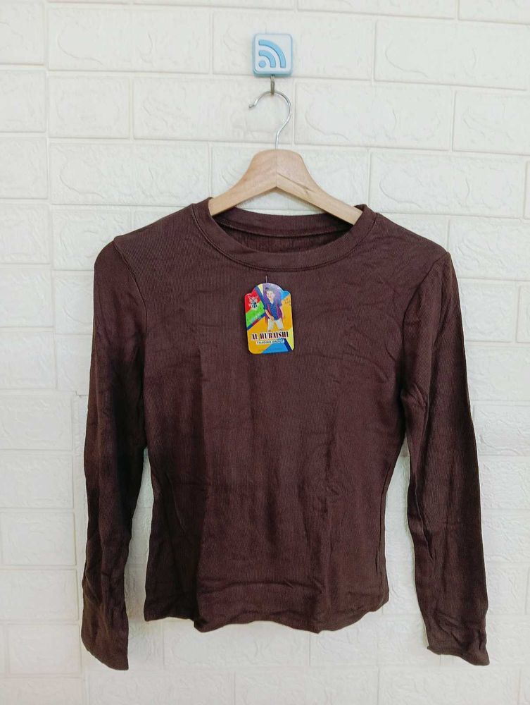 Brown Long Sleeve Top