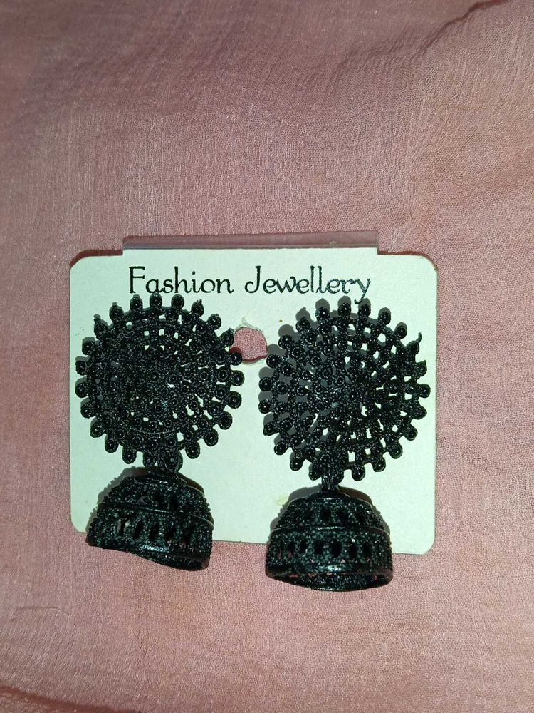 Black Jhumka Earrings