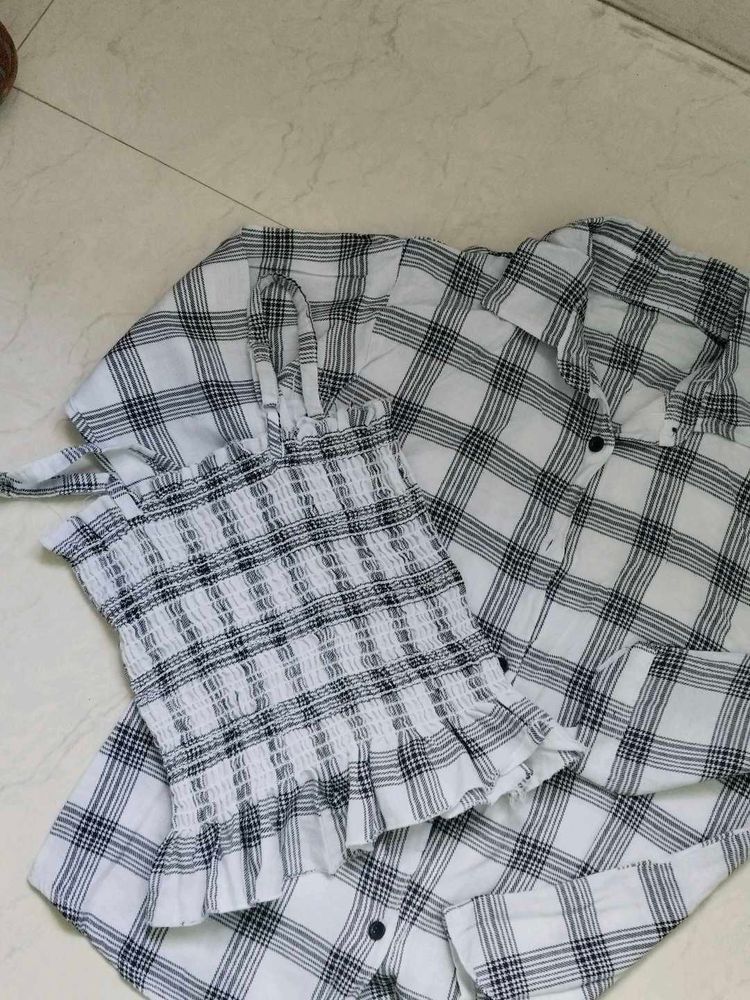 Plaid Cami Top &amp; Button Down Set