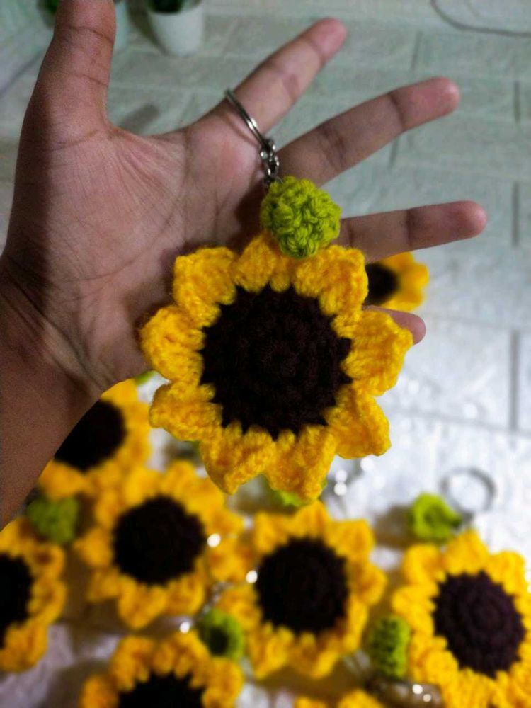 Sunflower Crochet Keychain