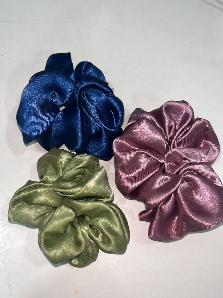 Silk Satin Scrunchies Set of 3