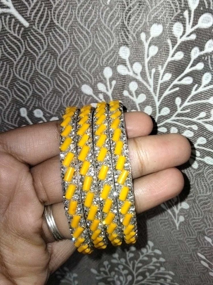 Yellow &amp; Silver Bangle Set