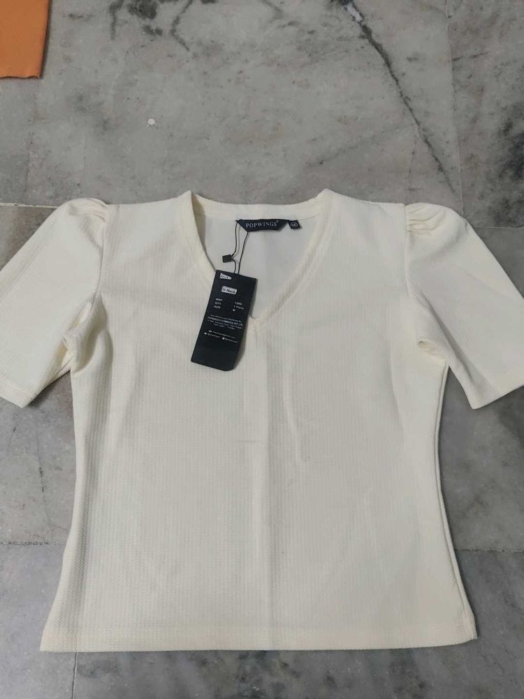 Cream Color Puff Sleeved Top
