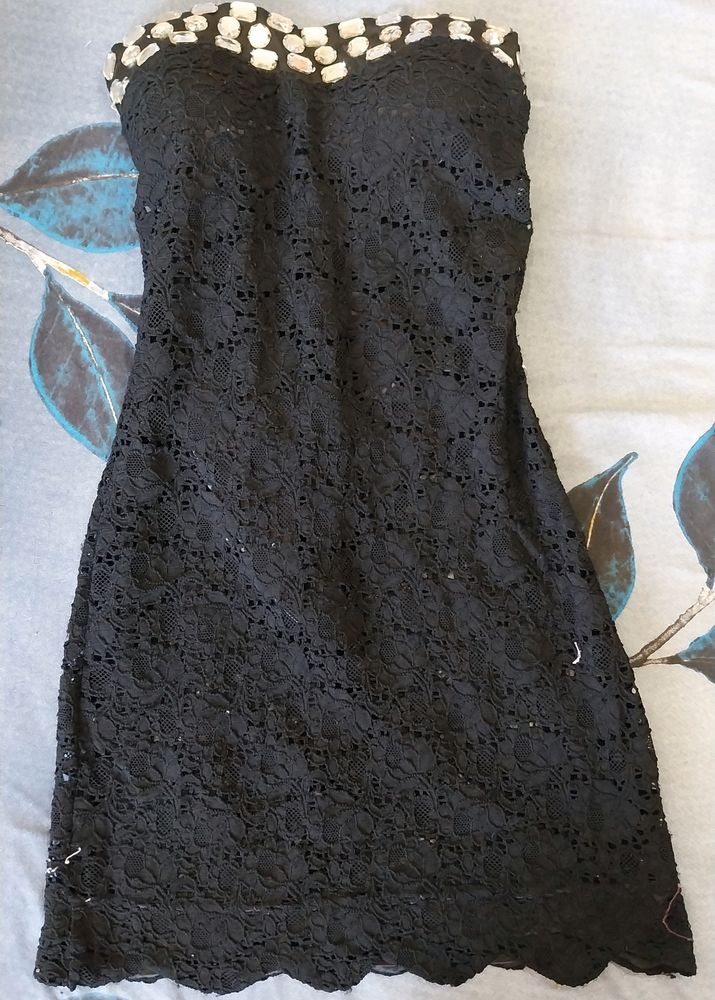 Women Tube Paded Black Frock