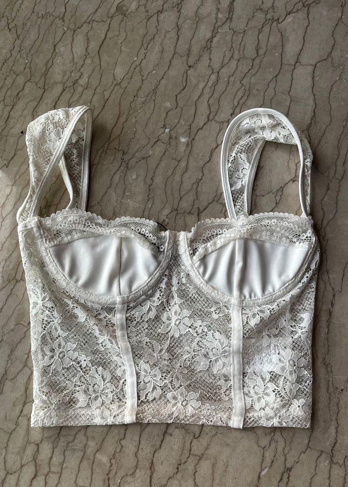 White Lace Corset Top