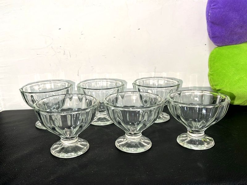 Vintage Glass Dessert Cups (Set of 6)
