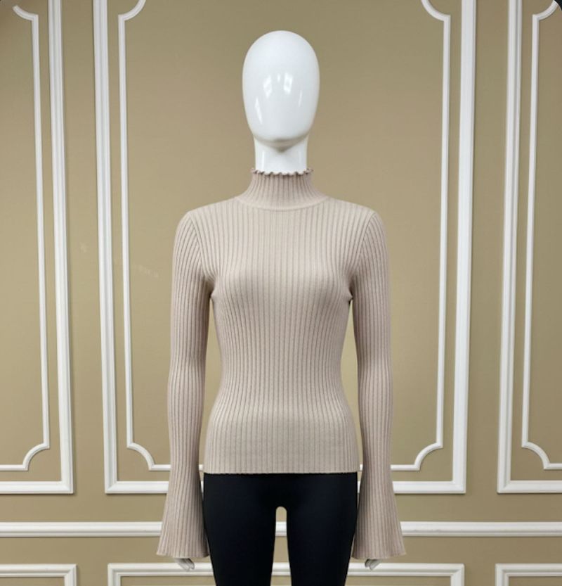 Elegant Ribbed Knit Turtleneck Top