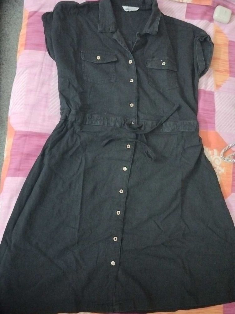 Black Denim Shirt Dress