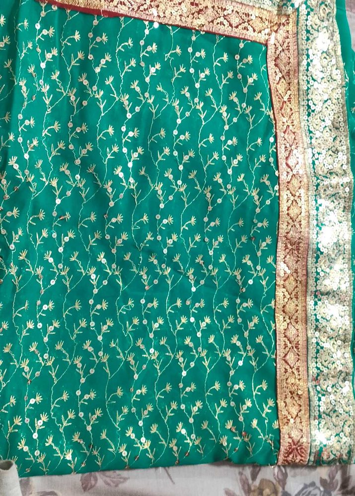 Green Embroidered Saree