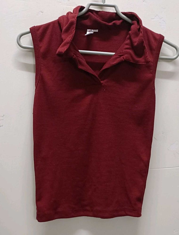Maroon Sleeveless Top