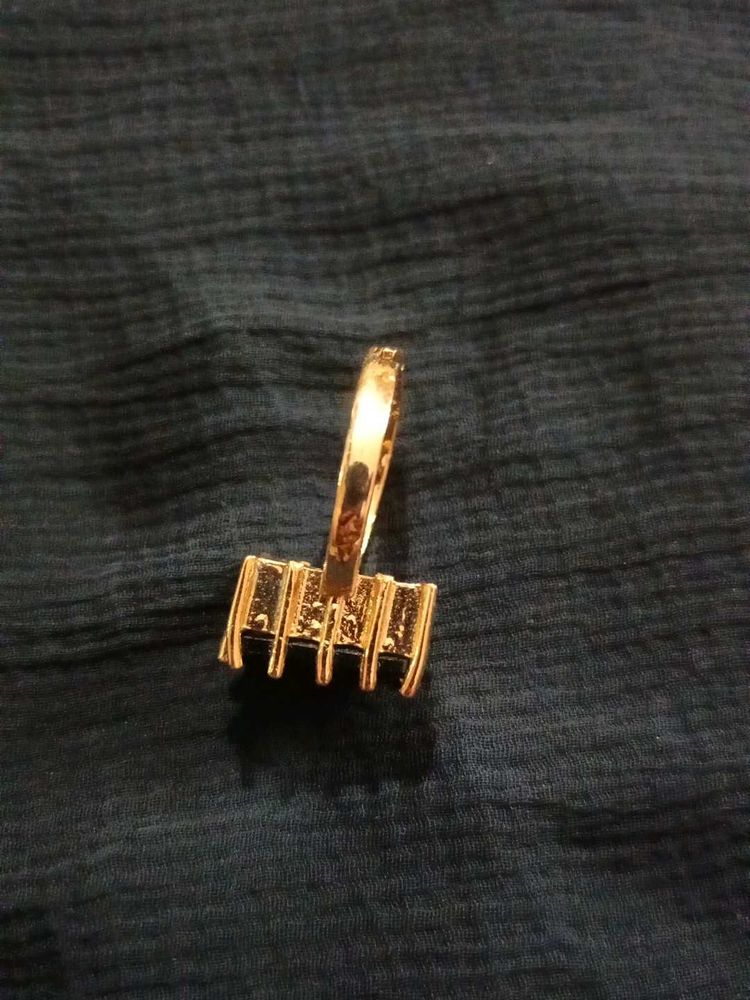Golden Ring With Black Diamond Stone