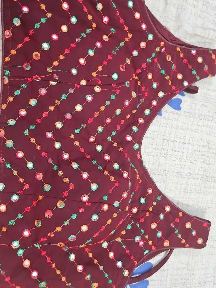 Embroidered Maroon Blouse
