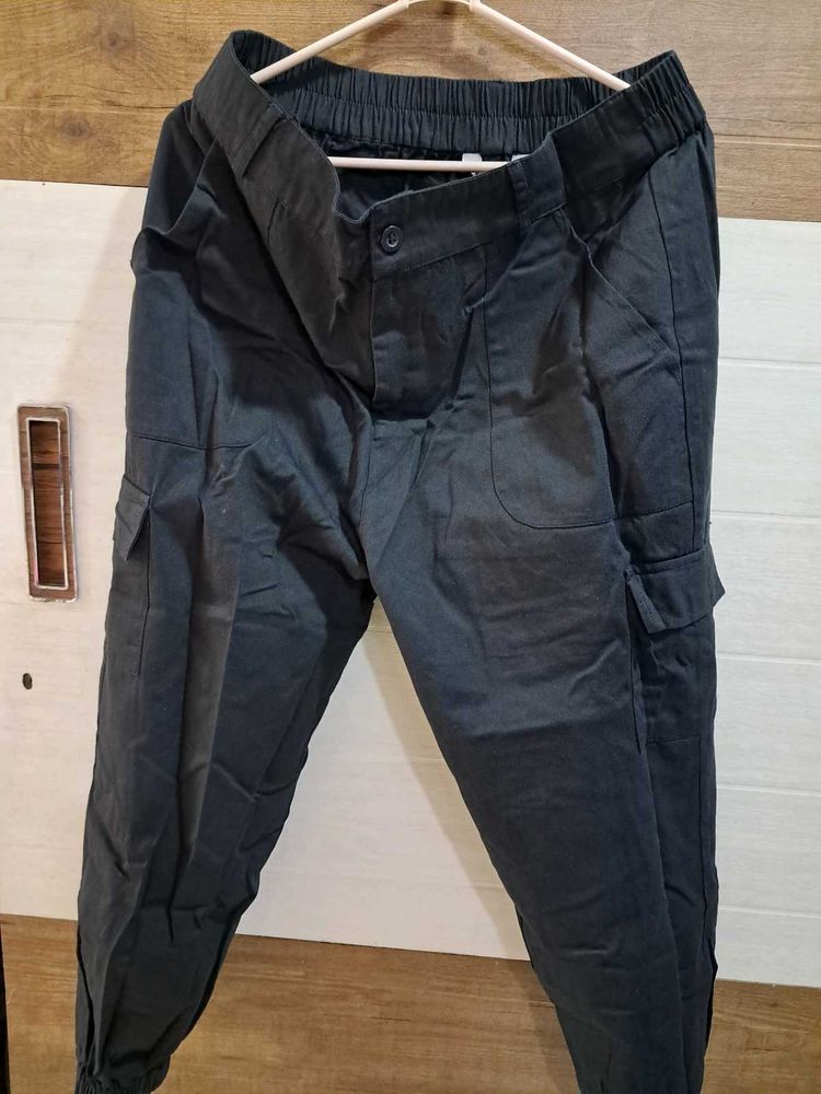 Popnetic Black Joggers With Multi Pockets