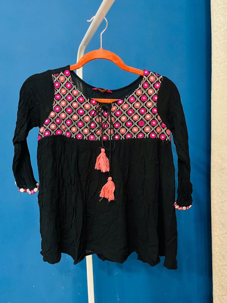 Black Boho Top