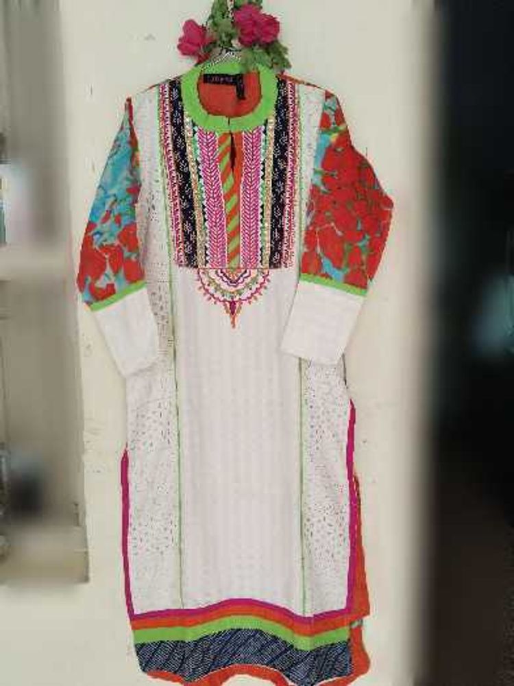 Ethnic Kurti with Colorful Embroidery