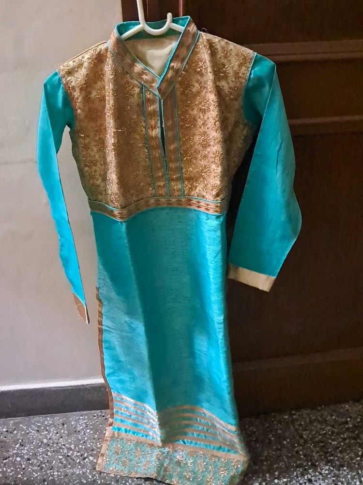 A- Line Sea Green Party Wear Kurta