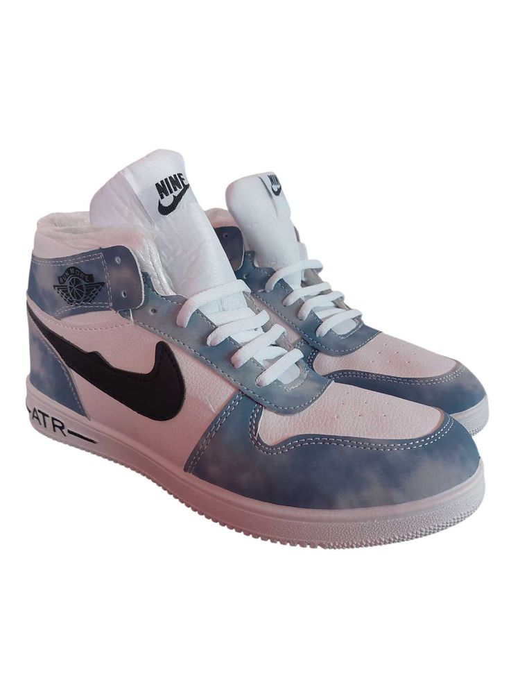 Blue &amp; White High-Top Sneakers