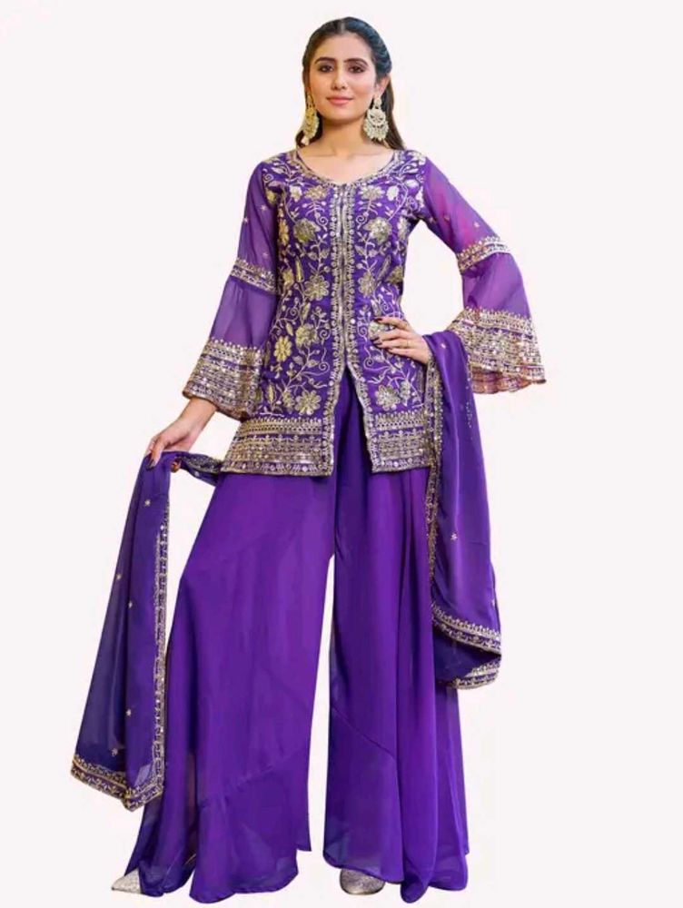 Purple Embroidered Kurta Set
